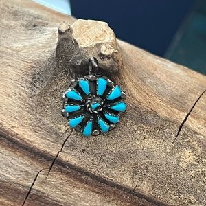 Vintage Native American Sterling Silver Turquoise Pendant